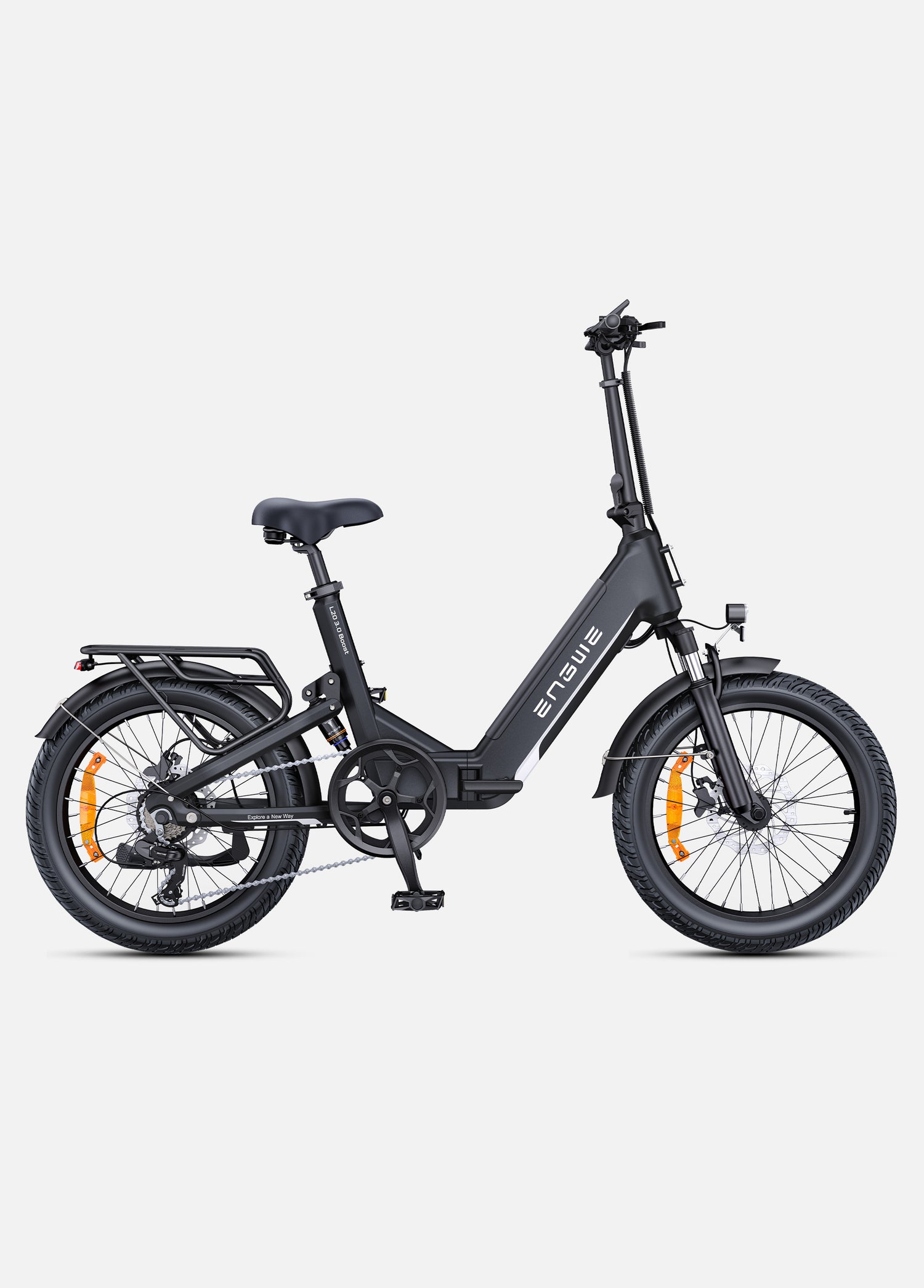a black engwe l20 3.0 boost collapsible e bike