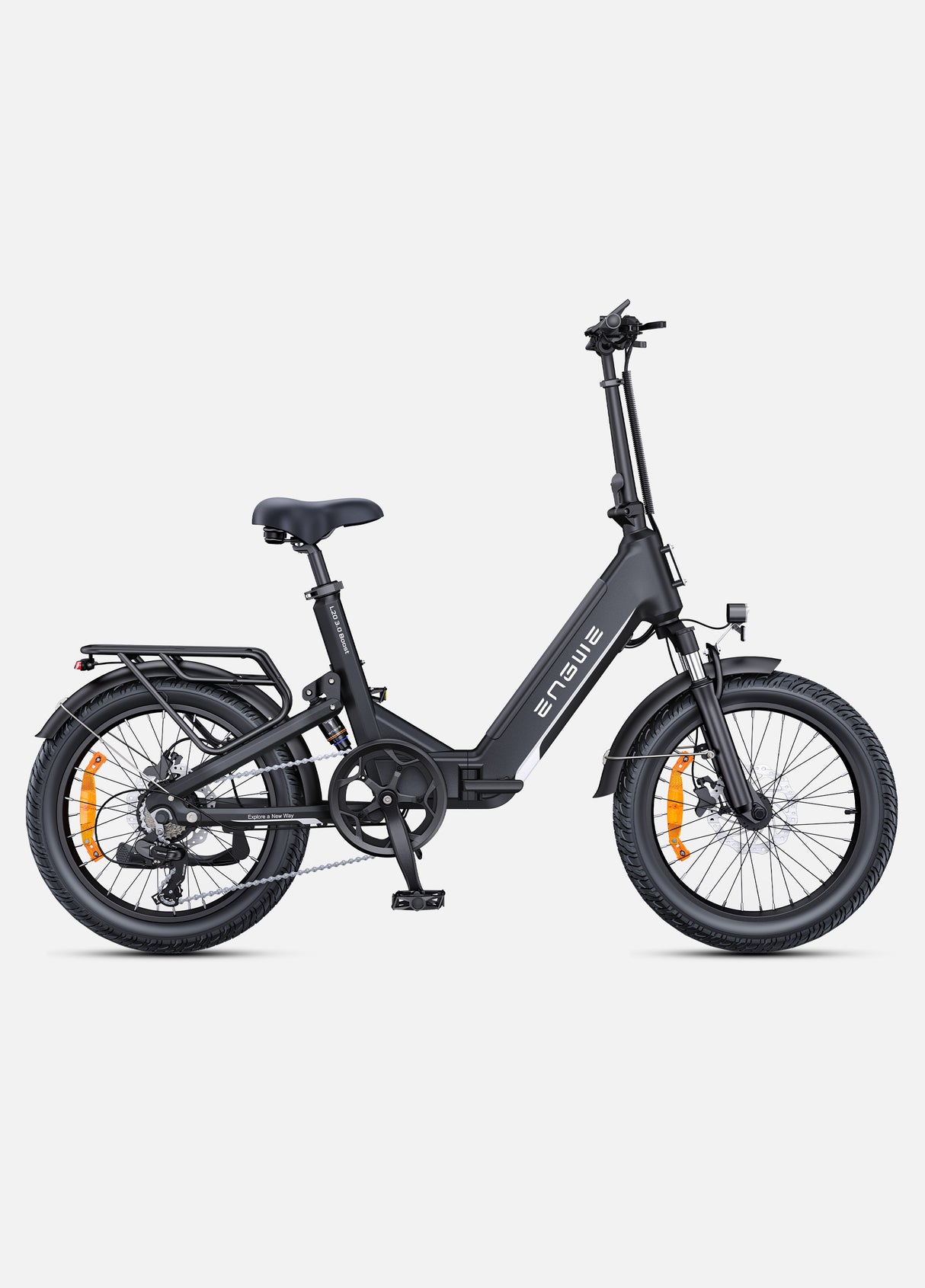 a black engwe l20 3.0 boost collapsible e bike