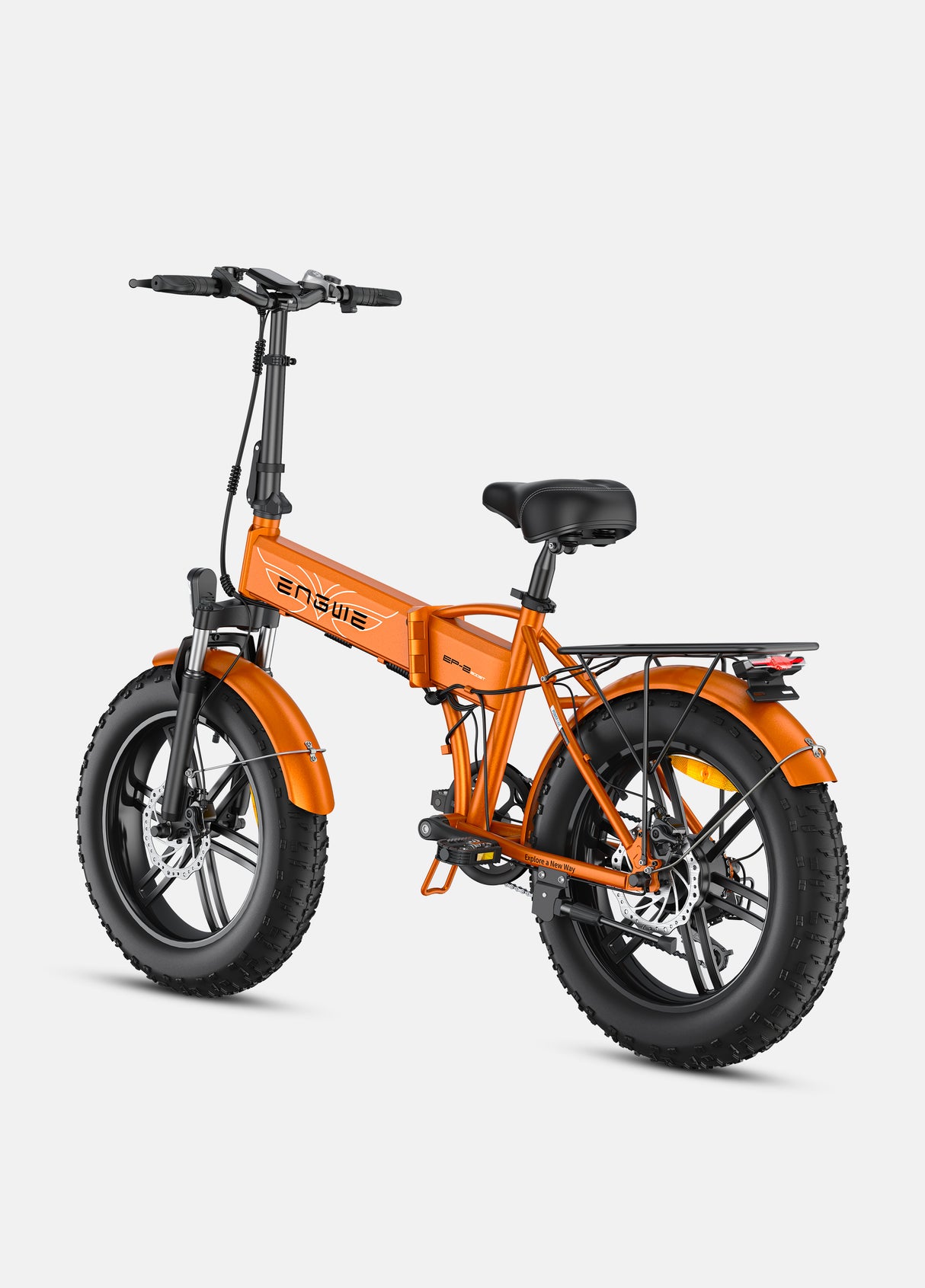 an orange engwe ep-2 boost fat wheel electric bike