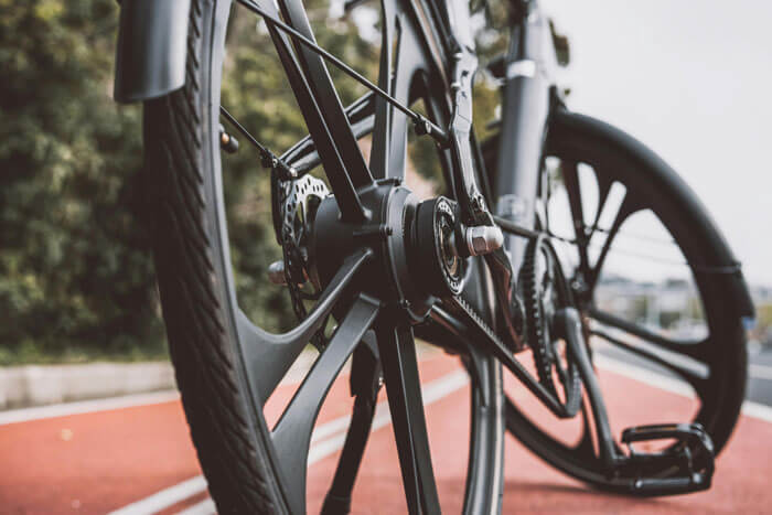 a black belt drive electric bike