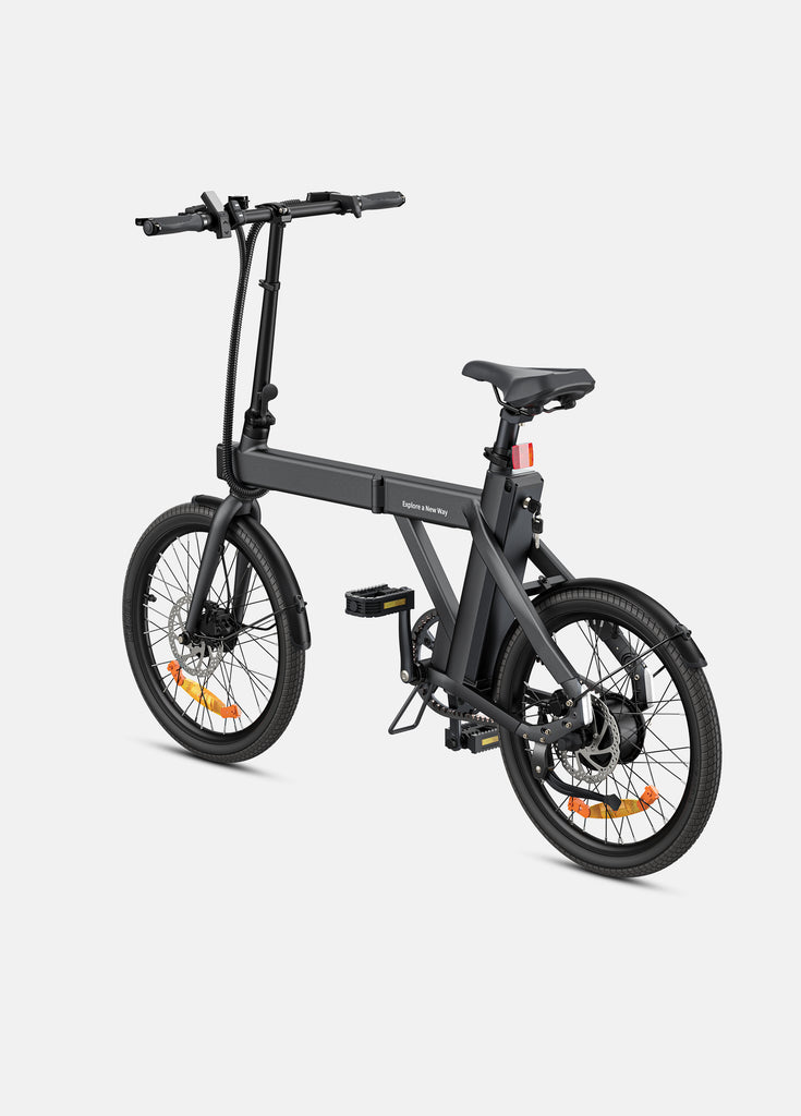 the side view of a black engwe p20 electric bike
