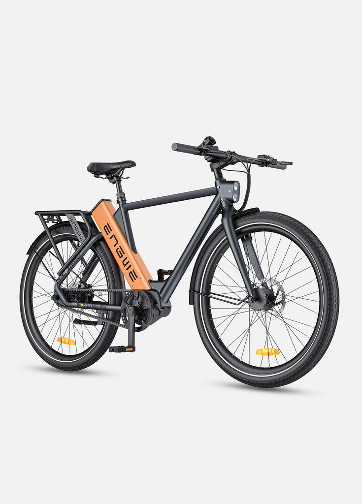 a black-orange engwe p275 pro electric commnuter bike