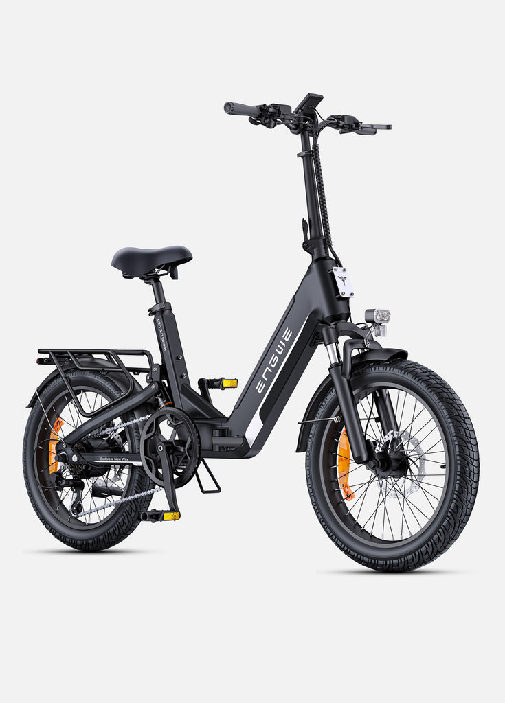 a black engwe l20 3.0 boost folding e bike