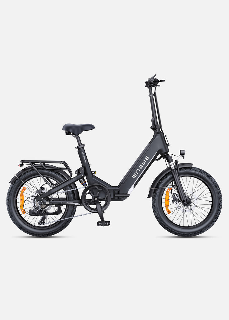 a black engwe l20 3.0 boost fold up electric bicycle