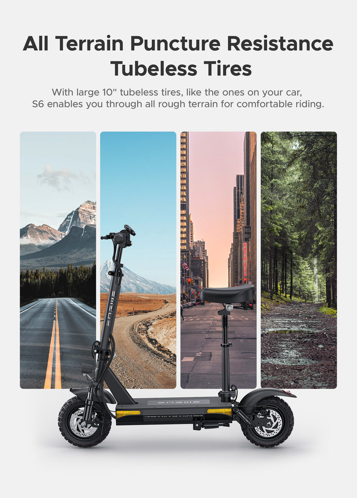 engwe s6 electric scooter comes with all-terrain puncture-resistant tubeless tires