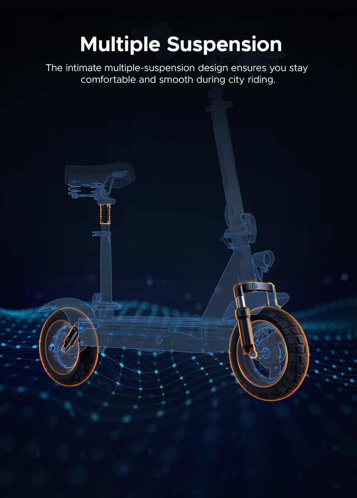 the multiple-suspension design of engwe s6 electric scooter