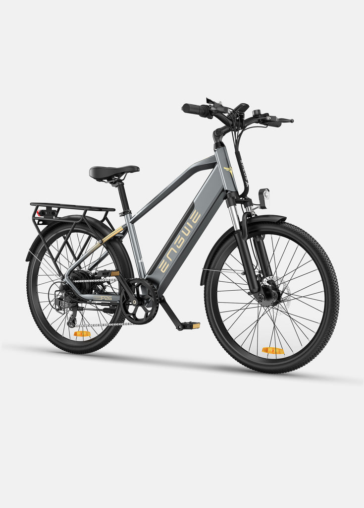 a grey engwe p26 electric commuter bike