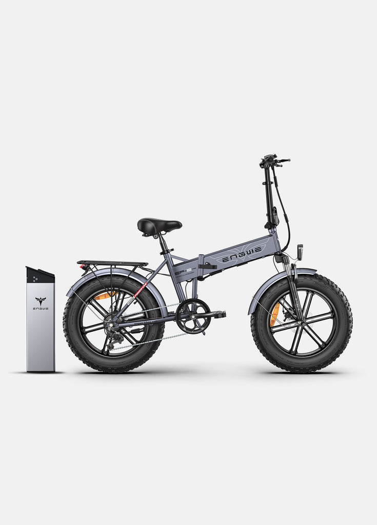 a grey engwe ep-2 pro ebike and an extra battery
